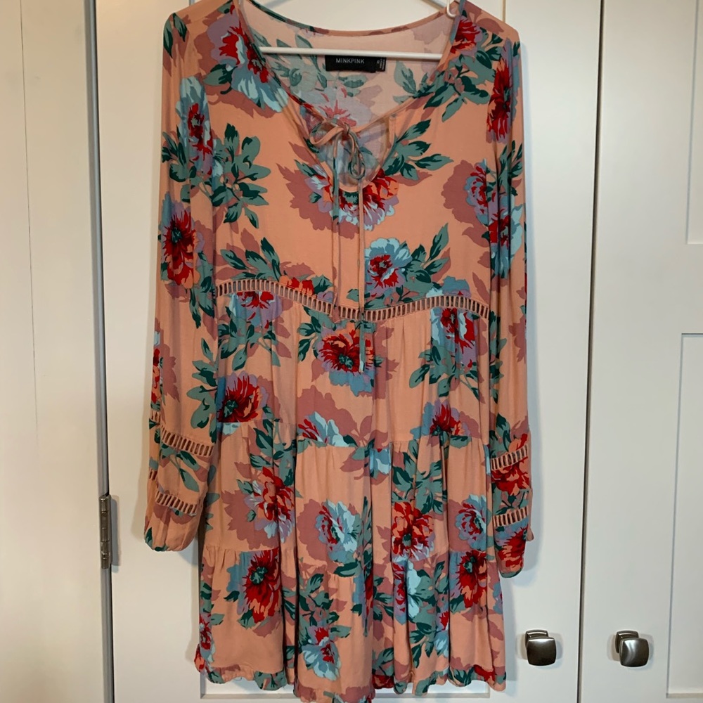 pink flowy floral dress